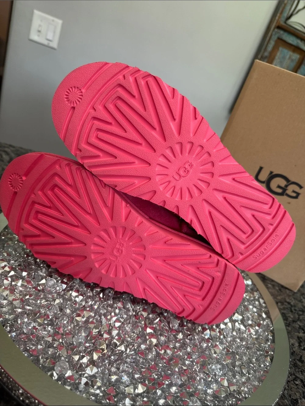 UGG Pink Suede Classic ultra Mini Bootie NEW 9